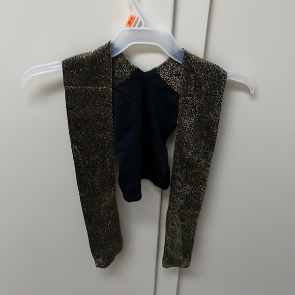 GIRLS SPARKLY BLACK AND GOLDEN TIGHTS - Picture 1 of 2